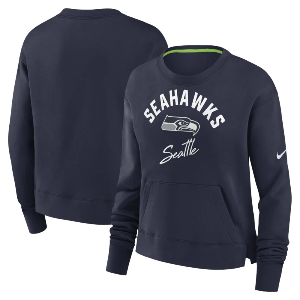 Nike Women's Seattle
Seahawks Arch Team High Hip Cropped Crew, Navy, Large‎
